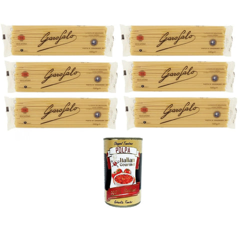 Garofalo Bucatini N°14 Nudeln aus Hartweizengrieß Gragnano IGP 6x500 gr Kurze Pasta italienisch Original