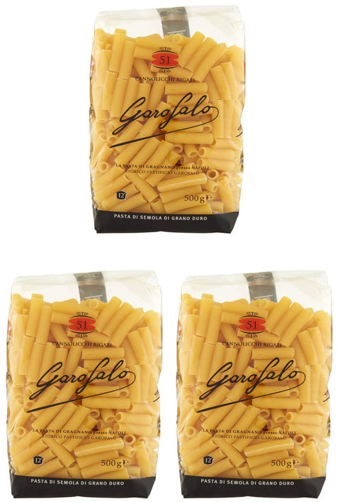 GAROFALO Kurze Pasta Garofalo Cannolicchi Rigati Kurze Pasta, 500 g, 3 Stück 8000139000492