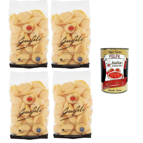GAROFALO ConchiglioniN°2-88 Nudeln aus Hartweizengrieß Gragnano IGP 4x500gr Original italienisch inkl. Italian Gourmet Polpa 400g