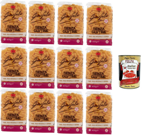 GAROFALO Kurze Pasta Garofalo Gnocco Sardo,Glutenfreie Pasta aus Mais, Naturreis und Quinoa 12x400gr + Italian Gourmet polpa 400g 8000139929892