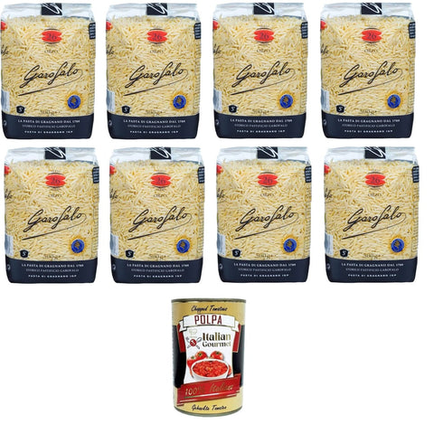 GAROFALO Kurze Pasta GAROFALO Orzo N° 26 Nudeln aus Hartweizengrieß Gragnano IGP 8x500gr Original italienisch inkl. Italian Gourmet Polpa 400g 8000139000409