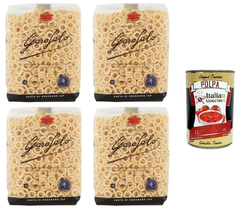 Garofalo Längliche Pasta anelli siciliani no. 52-2 pasta di gragnano igp Sizilianische Ringe Nr. 52-2 Gragnano g.g.A.-Nudeln 4x500 g + Italian Gourmet polpa 400g 8000139910982