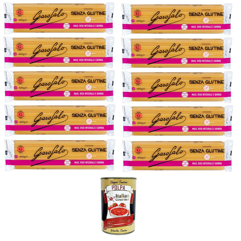 Garofalo Linguine, Glutenfreie Pasta aus Mais, Naturreis und Quinoa 10x400g inkl. Italian Gourmet polpa 400g Original italienisch