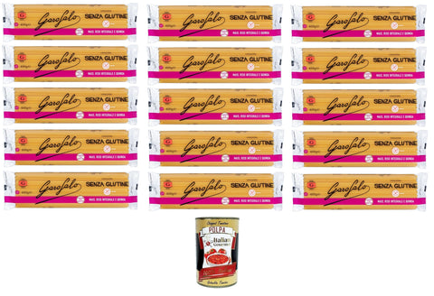 GAROFALO Längliche Pasta Garofalo Linguine,Glutenfreie Pasta aus Mais, Naturreis und Quinoa 15x400g + Italian Gourmet polpa 400g 8000139929717
