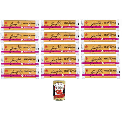 Garofalo Längliche Pasta Garofalo Spaghetti Pasta senza Glutine Glutenfreie Pasta aus Mais Naturreis und Quinoa 15x400 g italienisch Original + kostenlos polpa 400 g 8000139929687