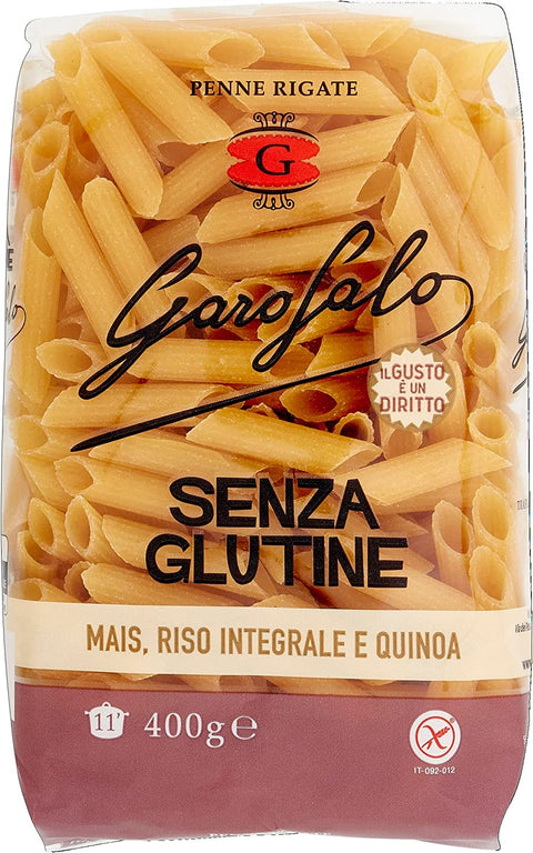 Garofalo Nudelgerichte 12x Pasta Penne Rigate senza Glutine Glutenfreie Penne rigate Nudeln gluten free 400g + Italian Gourmet Polpa 400g 8000139929748