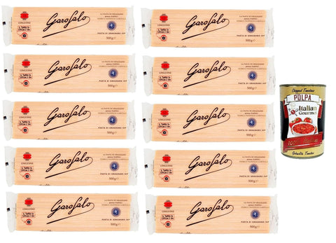 Garofalo Nudeln & Pasta 10x Linguine N. 12 Neapolitanische Hartweizengrieß Packung mit 500g Pasta IGP + Italian Gourmet polpa 400g 8000139004087
