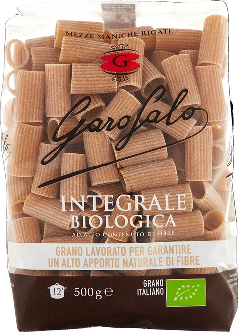 Garofalo Nudeln & Pasta 10x Pasta Integrale Mezze maniche rigate Vollkorn-Hartweizen Bio-Produkt 500g + Italian Gourmet polpa 400g 8000139910746
