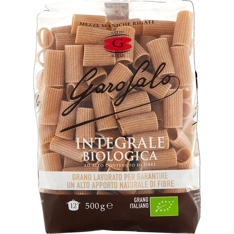 Garofalo Nudeln & Pasta Garofalo Pasta Integrale Mezze maniche rigate Vollkorn-Hartweizen Bio-Produkt 500 g 10x italienisch Original + kostenlos polpa 400 g 8000139910746