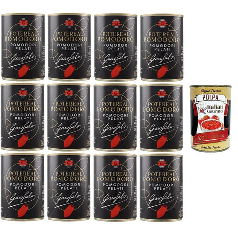 GAROFALO Schältomaten GAROFALO Potere al Pomodoro Pelati,Geschälte Tomaten in Tomatensaft 12x400gr Original italienisch inkl. Italian Gourmet Polpa 400g 8000139938313