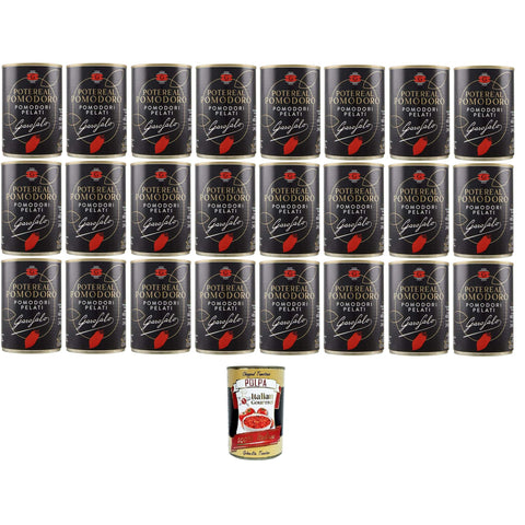 Garofalo Potere al Pomodoro Pelati, Geschälte Tomaten in Tomatensaft 24x400gr inkl. Italian Gourmet polpa 400g Original italienisch