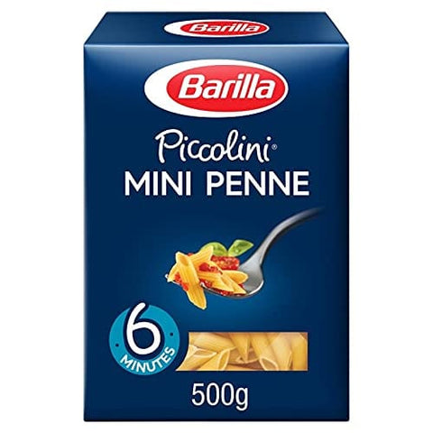 Générique Kurze Pasta Barilla Piccolini Mini Penne Rigate 500 g – Pasta mit weicher Textur und perfekter Größe für köstliche Gerichte. 4 Stück
