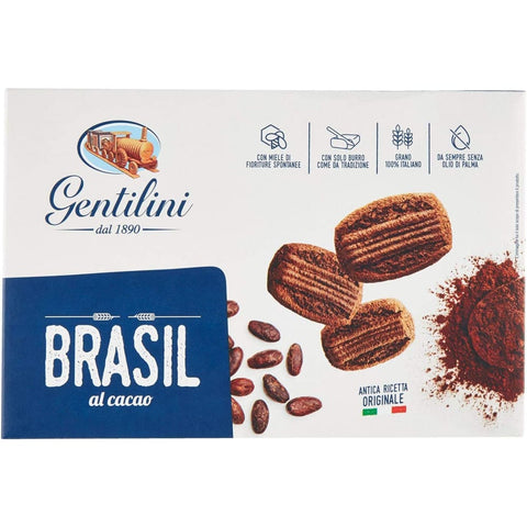 Gentilini Kekse Gentilini Brasil Biscotti al cacao Kakaokekse biscuits cookies 100% Italienische Kekse 250 g italienisch Original 8007465209148