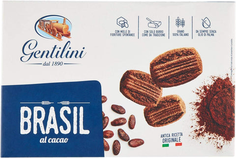Gentilini Kekse Gentilini Brasil Biscotti al cacao Kakaokekse biscuits cookies 100% Italienische Kekse 250g 8007465209148