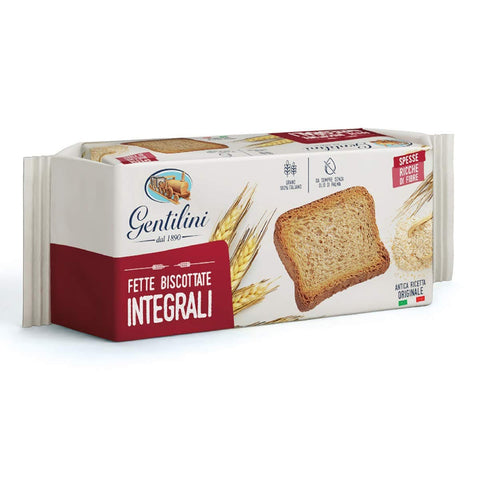 Gentilini Fette Biscottate Integrali Vollkorn Zwieback Brot Backwaren reich an Ballaststoffen 100% Italienisches Produkt 175 g italienisch Original