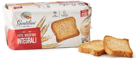 Gentilini Fette Biscottate Integrali Vollkorn Zwieback Brot Backwaren reich an Ballaststoffen 100% Italienisches Produkt 175 g italienisch Original