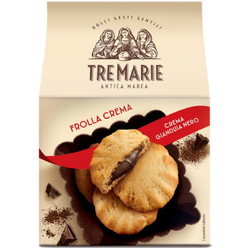4x Tre Marie Frolla ripiena con crema alla gianduia nero Mürbeteiggebäck gefüllt mit dunkler Gianduja-Creme 150 g