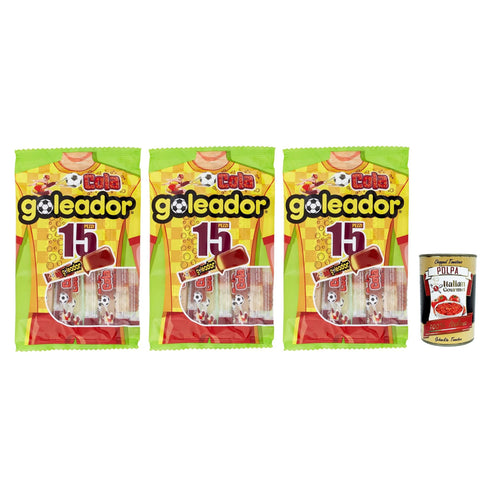 Goleador Snack Kuchen & Backwaren Goleador Cola Doppel Süßigkeit, gummiary Cola -Geschmack, 3x 120g, Süßigkeiten, die einzeln singen Original italienisch inkl. Italian Gourmet Polpa 400g 8003440136829
