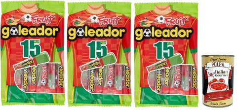 Goleador Snack Kuchen & Backwaren Goleador Frutta Doppel Süßigkeit, gummiary Frucht -Geschmack, 3x 120g, Süßigkeiten, die einzeln singen + Italian Gourmet polpa 400g 8003440136812