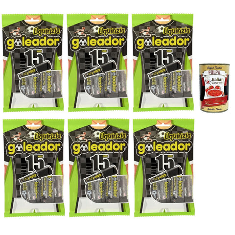 Goleador Liquirizia Doppel Süßigkeit gummiary Lakritze -Geschmack Süßigkeiten die einzeln singen 6x120 g italienisch Original Pastasauce + kostenlos polpa 400 g