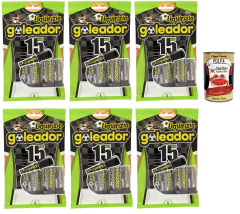 Goleador Snack Kuchen & Backwaren Goleador Liquirizia Doppel Süßigkeit, gummiary Lakritze -Geschmack, 6x 120g, Süßigkeiten, die einzeln singen + Italian Gourmet polpa 400g 8003440123010