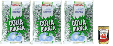 Golia Snack Kuchen & Backwaren Golia Bianca Caramelle Dure Algusto Menta e Liquirizia, Harte Süßigkeiten für Minzgeschmack und Süßholz 3x 1000g + Italian Gourmet polpa 400g 8003440221990