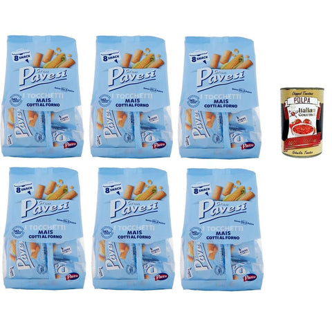 Gran Pavesi Snack Kuchen & Backwaren Gran Pavesi Tocchetti al Mais im Ofen gekocht Ohne Palmöl 6x256 g italienisch Original Pastasauce + kostenlos polpa 400 g 8032804040014