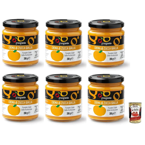 Grangusto Crema di Zucca Gialla Gelbe Kürbiscreme Gemüse aus Ideal für die Zubereitung von Risottos und Pasta Glas 280 g 6x italienisch Original + kostenlos Polpa