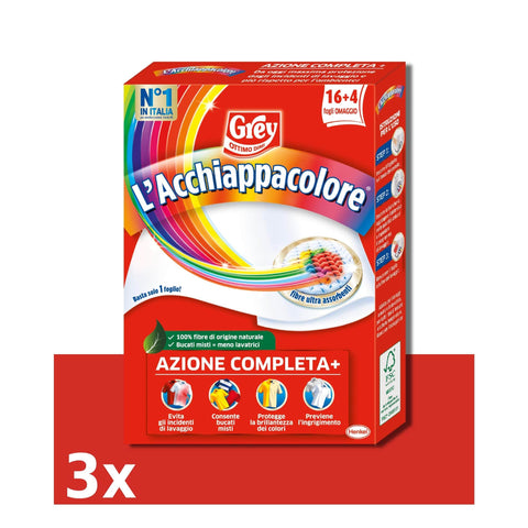 Grey Color- & Feinwäsche Grey – 'acchiappacolore – 3 Packungen mit je 20 Blatt [60 Blatt]