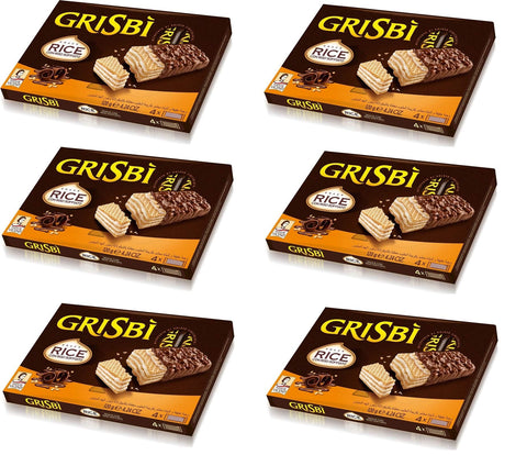 Grisbi Matilde Vicenzi Snack Rice con Riso Soffiato Kekse Waffel mit Milchcreme überzogen mit Schokolade und Puffreis 4x30g Original italienisch