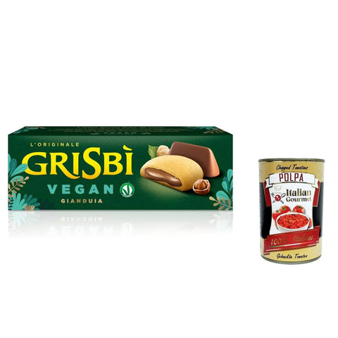 GRISBÌ Kekse GRISBÌ Grisbi Vegan Frolle Ripiene di Crema Gianduia, Biscuits cookies Kekse Shortbread Vegan Gianduia Creme 135G 3x Original italienisch inkl. Italian Gourmet Polpa 400g 8000350008130