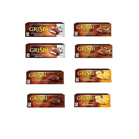 Grisbi TESTPAKET Vicenzi Grisbi Zitrone Haselnuss Schokolade Kokosnuss ( 8 x 150g italienisch Original