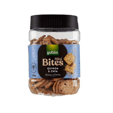 Gullon Gesalzener Snack & Cracker 4x Gullon mini bites quinoa & chía Quinoa- und Chia-Kekse 250 g 8410376051940