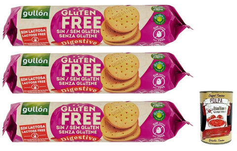 Gullon Gullón Gluten Free Digestive Biscotti Senza Glutine Kekse Glutenfrei 150 g 3x italienisch Original + gratis Polpa di Pomodoro 400 g Dose
