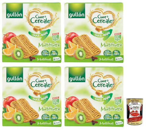 Gullon Gullón Cuor di Cereale Take Away Multifrutta Obstriegel Packung mit jede Packung enthält 6 Portionen à 4x 144g + 24g italienisch Original