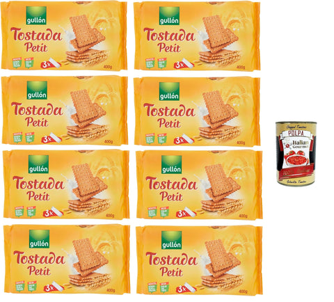 Gullon Biscotti Tostada Petit Tostada Petit Kekse 8x400 g italienisch Original + gratis polpa 400 g