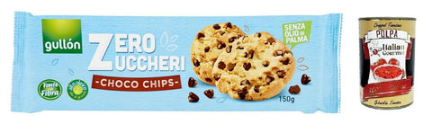 Gullon Gullón Choco Chips Senza Zuccheri Kekse mit Schokoladenstückchen Zuckerfreie Packung mit 150g italienisch Original