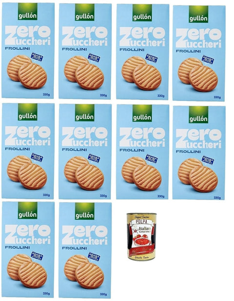 Gullon Kekse Gullón Frollini Integrali Zero Zuccheri, Vollkornkekse mit Süßungsmitteln Zuckerfreie, 10x 330g + Italian Gourmet Polpa di Pomodoro 400g Dose 8410376055788