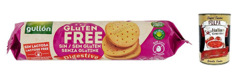 Gullon Gullón Gluten Free Digestive Biscotti Senza Glutine Kekse Glutenfrei 150 g italienisch Original + gratis Polpa di Pomodoro 400 g Dose