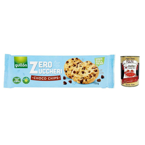 Gullon Kekse Gullon Gullón Choco Chips Senza Zuccheri Kekse mit Schokoladenstückchen Zuckerfreie Packung mit 150g italienisch Original 8410376055818