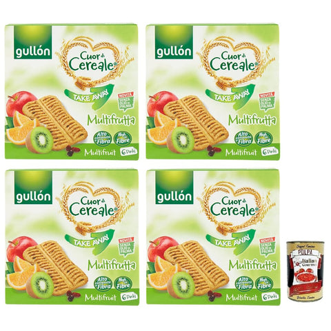 Gullon Kekse Gullon Gullón Cuor di Cereale Take Away Multifrutta Obstriegel Packung mit jede Packung enthält 6 Portionen à 4x 144g + 24g italienisch Original 8410376053418