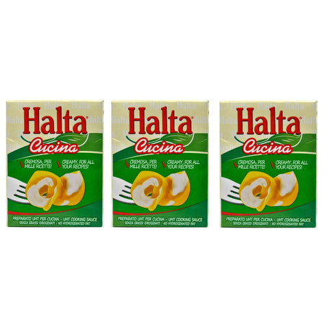 Halta Cucina Preparato Alimentare UHT per Cucina Cremige Zubereitung UHT für die Küche Ideal für Pasta, Saucen 3x200ml Original italienisch