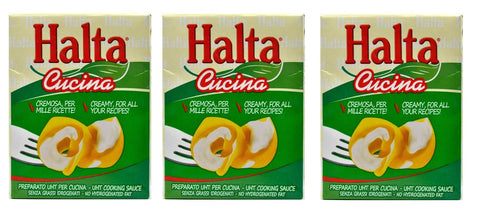 Halta Bratensaucen 3x Halta Cucina Preparato Alimentare UHT per Cucina Cremige Zubereitung UHT für die Küche Ideal für Pasta, Saucen, Pizza Kochsahne Sahne 200ml 8004172000501