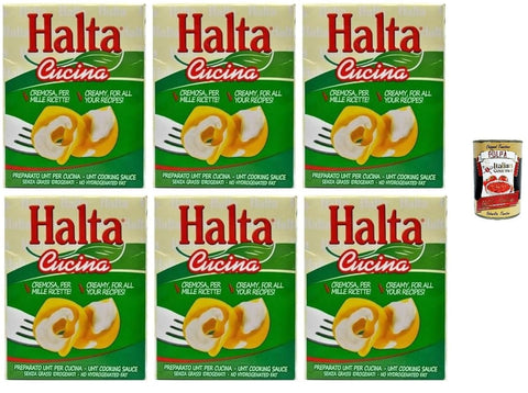 Halta Kaffeesahne Halta Cucina UHT Kochsahne, 200 ml, 6er Pack, Ideal für Pasta, Saucen und Pizza, + Italian Gourmet polpa 400g