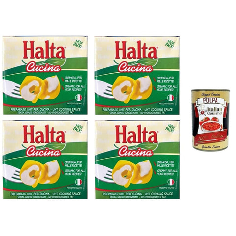 Halta Koch- & Backzutaten Halta Cucina Preparato Alimentare UHT per Cucina Cremige Zubereitung UHT für die Küche Ideal für Pasta, Saucen, Pizza Kochsahne Sahne 4x500 ml italienisch Original 8004172000495