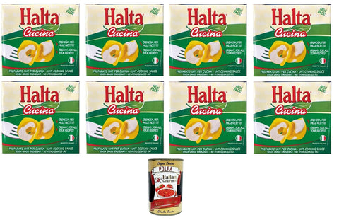 Halta Koch- & Backzutaten Halta Cucina Preparato Alimentare UHT per Cucina Cremige Zubereitung UHT für die Küche Ideal für Pasta, Saucen, Pizza Kochsahne Sahne 8x500ml+ Italian Gourmet polpa 400g 8004172000495