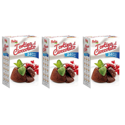 Halta Preparato per Tortino al Cioccolato Pulvermischung Vorbereitet für Schokoladenkuchen 3x1000g Original italienisch Gebäck