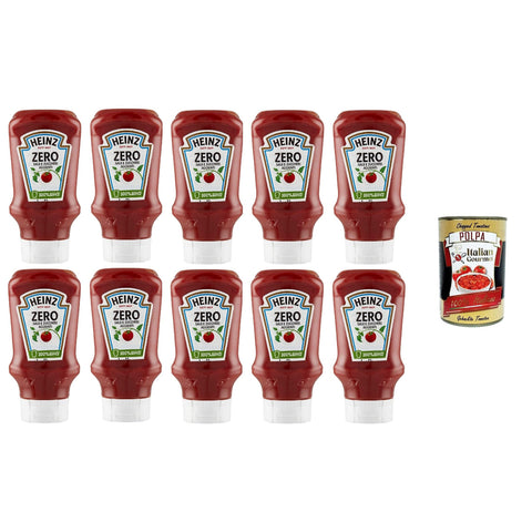 Heinz Salsa Tomatenketchup Zero ohne Salz und Zuckerzusatz 10x425 g italienisch Original + kostenlos Polpa 400 g