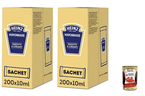 Heinz Mayonnaise Heinz Mayonnaise, Portionsbeutel, Smooth & Creamy, 2 x 200 Stück à 10 ml, + Italian Gourmet polpa 400g