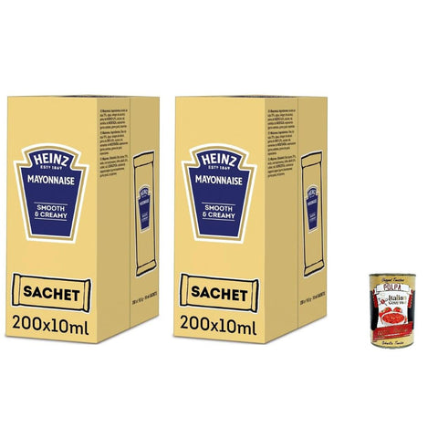 Heinz Mayonnaise Portionsbeutel Smooth & Creamy 2x200 Stück à 10 ml italienisch Original + kostenlos polpa 400 g